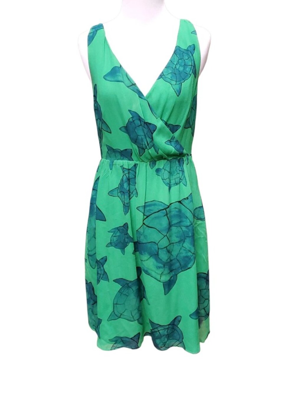 Anthropologie Moulinette Sours Arribada Current Dress Green Silk Sea Turtle 10